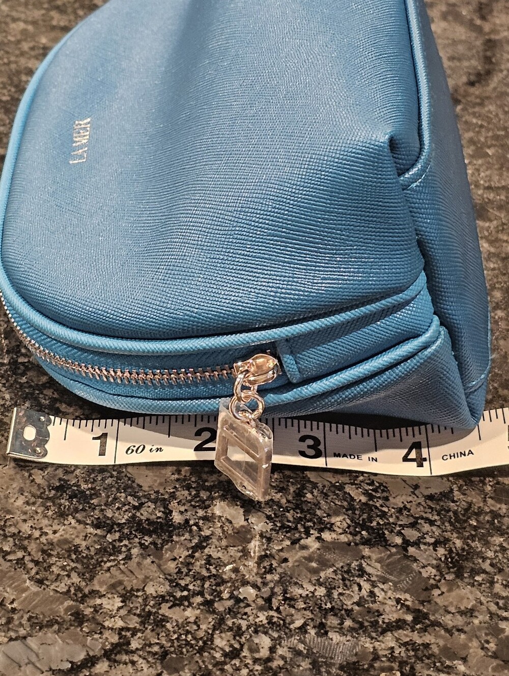 La Mer Turquoise Saffiano Textured Cosmetic Pouch NWOT - Picture 9 of 10